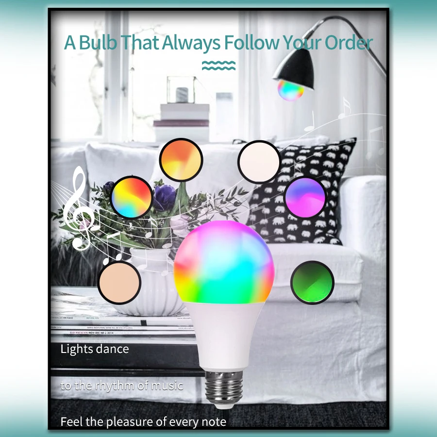 Smart Led Light Bulbs Tuya Smart Led Bulb E27 220V Smart Light Dimable Bluetooth RGB Lamp APP Control for Bedroom Room Decoration Party Lights