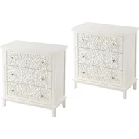 3-Drawer Fully-Assembled Flower Motif Dresser, Nightstand for French Country, Farmhouse, Modern, Rustic Style, Distress 2