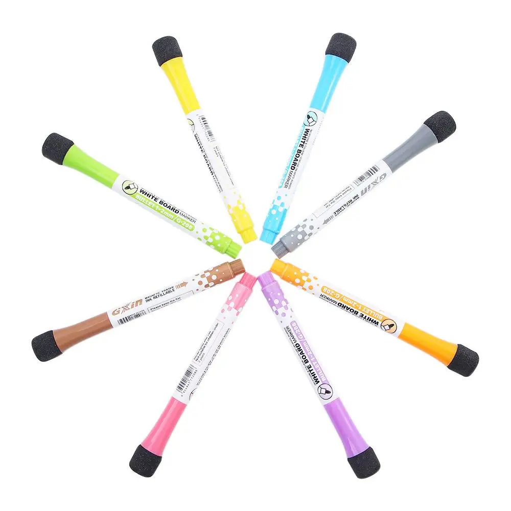 8가지 색상의 자석 안전 잉크 지울 수 있는 보드 마커 어린이용 드로잉 펜 마커 화이트보드 펜 그래피티 펜