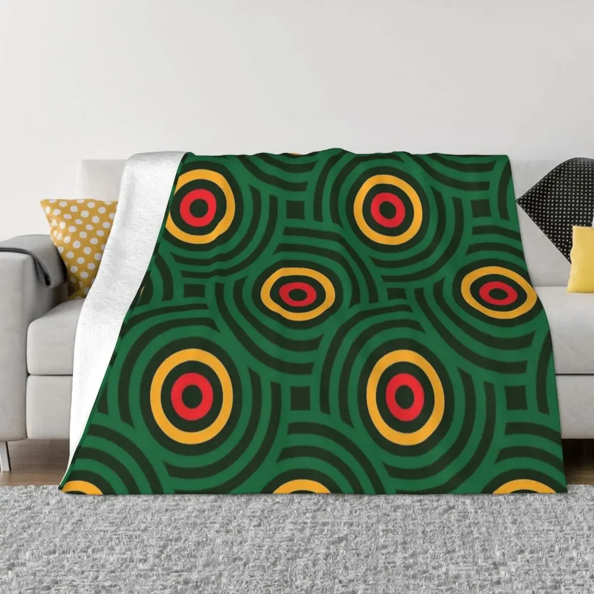 

Ethiopian Painting Art Circular Pattern Blanket Fleece Printed Portable Lightweight Thin Throw Blankets for Bed Couch Bedspreads