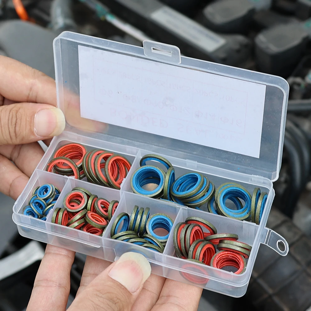 Car Oil Drain Plug Gasket Car Engine Combination Gasket Repair Kit Rubber Metal Seal O-Ring Bonded Washer M6 M8 M10 M12 M14 M16
