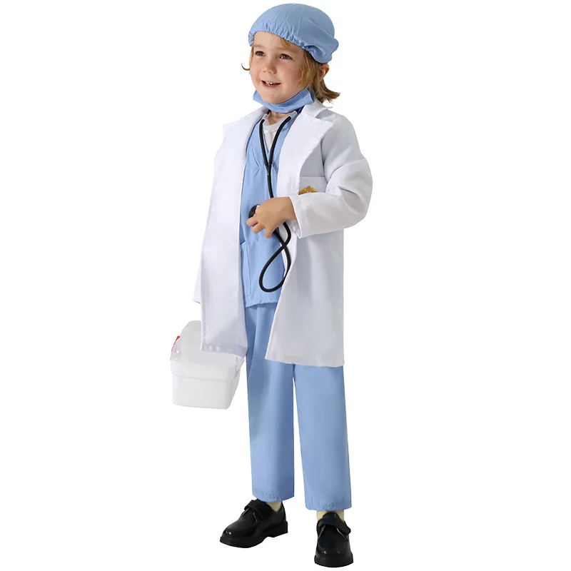 Children's doctor clothing white coat nurse uniform surgical clothing professional role Children's Day performance clothing