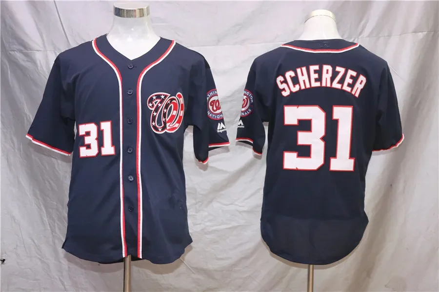 thumbnail image 1 of Venta al por mayor, camiseta de béisbol de los Washington Nationals para hombre, uniforme de equipo bordado, chaleco para correr de verano para fanáticos de los deportes, 1 of 5