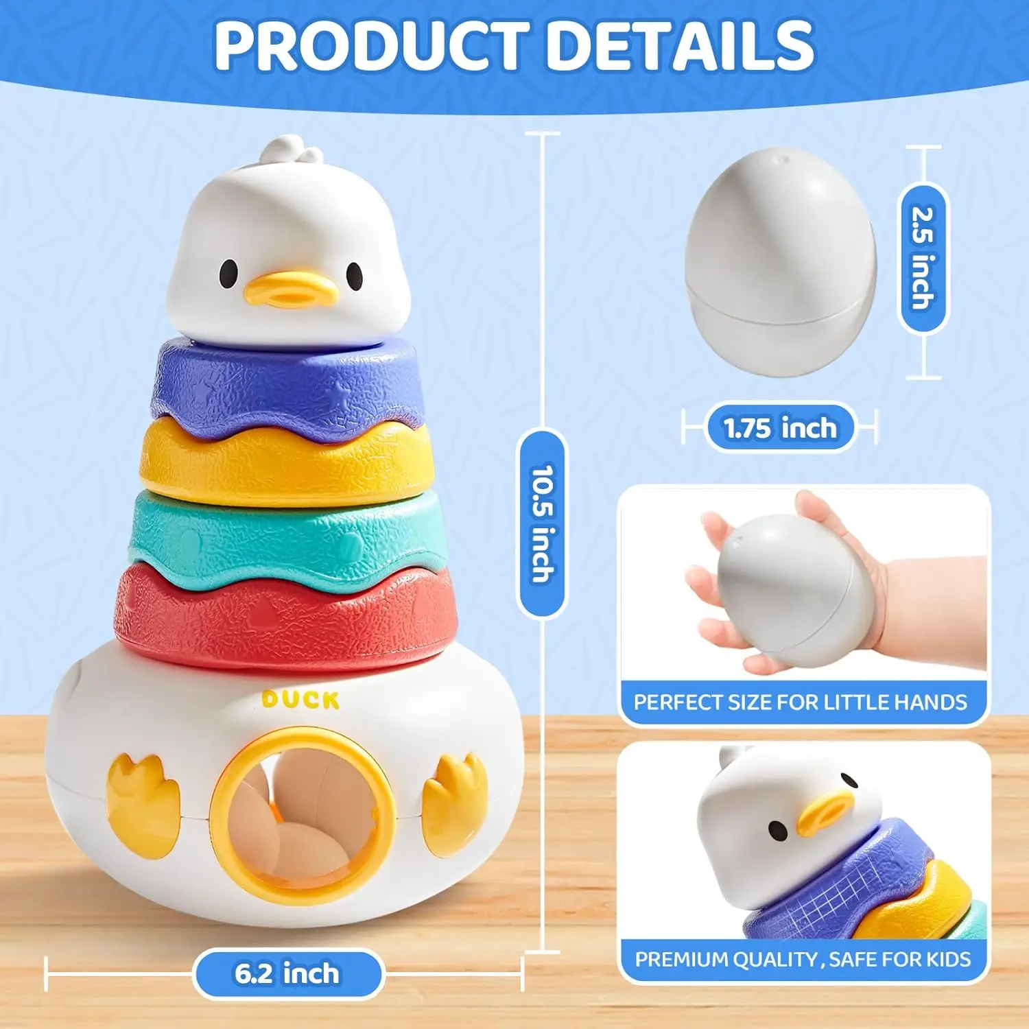 3-in-1 Easter Matching Eggs Toy for 1-3 Year Baby Color Shape Egg Sorting Game Duck Tumbler Stacking Educational Montessori Toys
