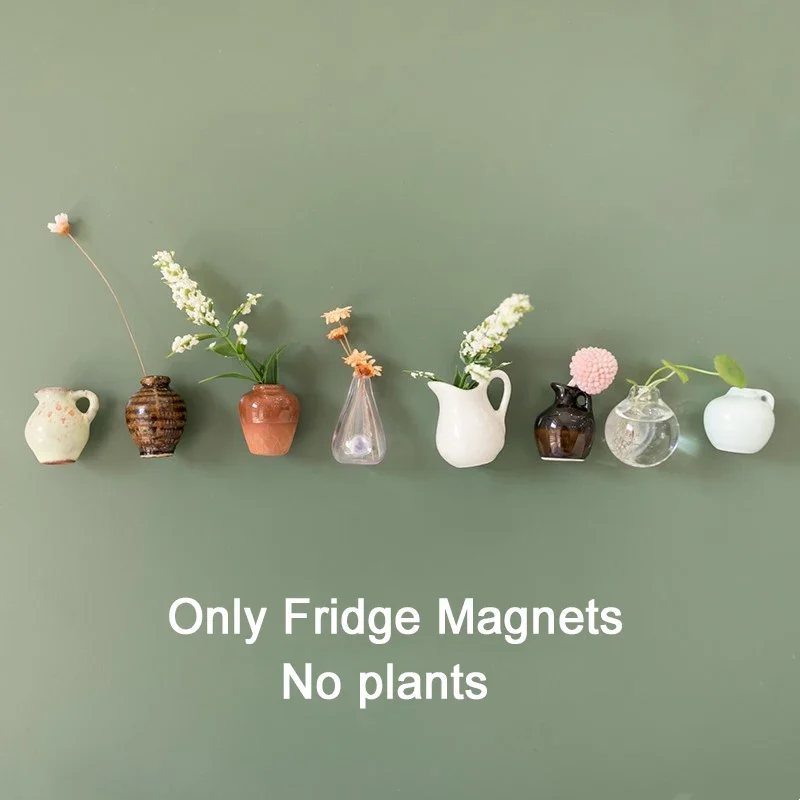 Magnetic Fridge Magnets Magnetic Sticker Magnetic Fridge Stickers Refrigerator Decor 3-10pcs Mini Ceramics Vase Fridge Magnet DIY Porcelain Vase Refrigerator Magnet Message Sticker flowers Plant on Kitchen Gift
