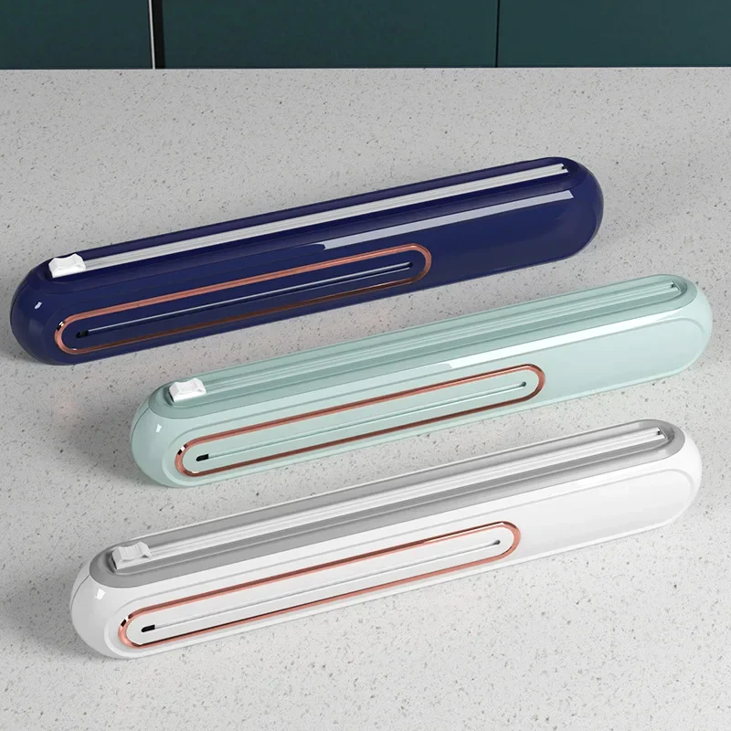 Cling Film Cutter Magnetic Fixed Refillable Storage BBQ Paper Tin Foil Large Capacity Hidden Blade Safety Home Kitchen Tool plastic wrap cutter cling film cutter