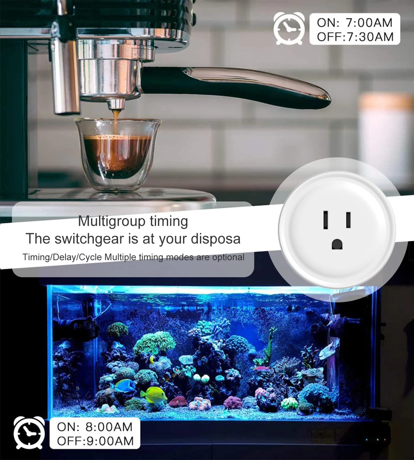 Tuya WiFi US Round 10A Smart Plug, APP Remote Voice Control, Timer Countdown Function, Works with Alexa Google Home image 4
