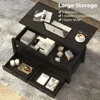 Coffee Table, Lift Top Coffee Table with Drawers and Hidden Compartment, Retro Central Table with Wooden Lift Tabletop 5