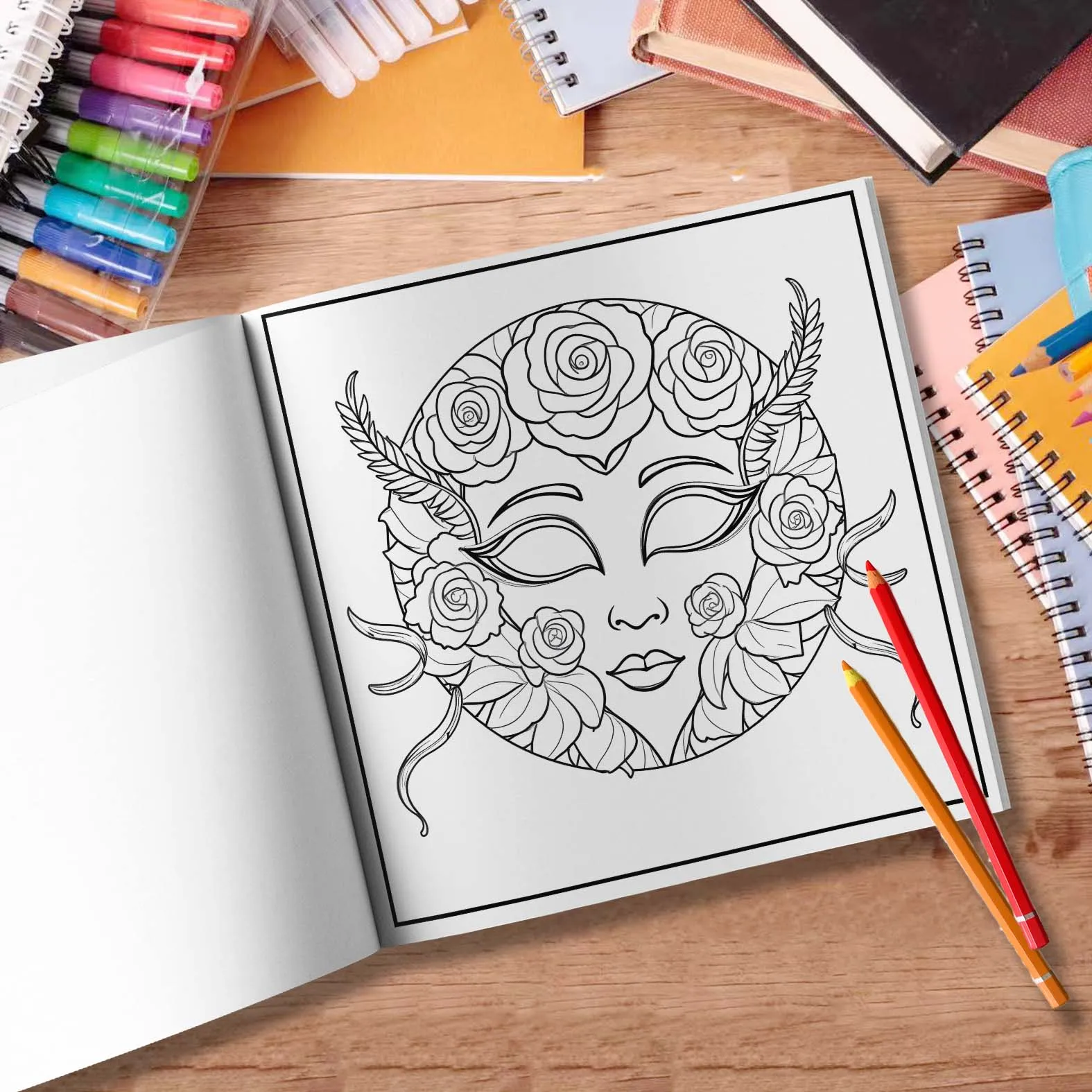 Creative Mask Coloring Book 24Page Adult Picture Book Gift For Birthday Party Relieve Stress Kill Time Graffiti Painting Drawing 6