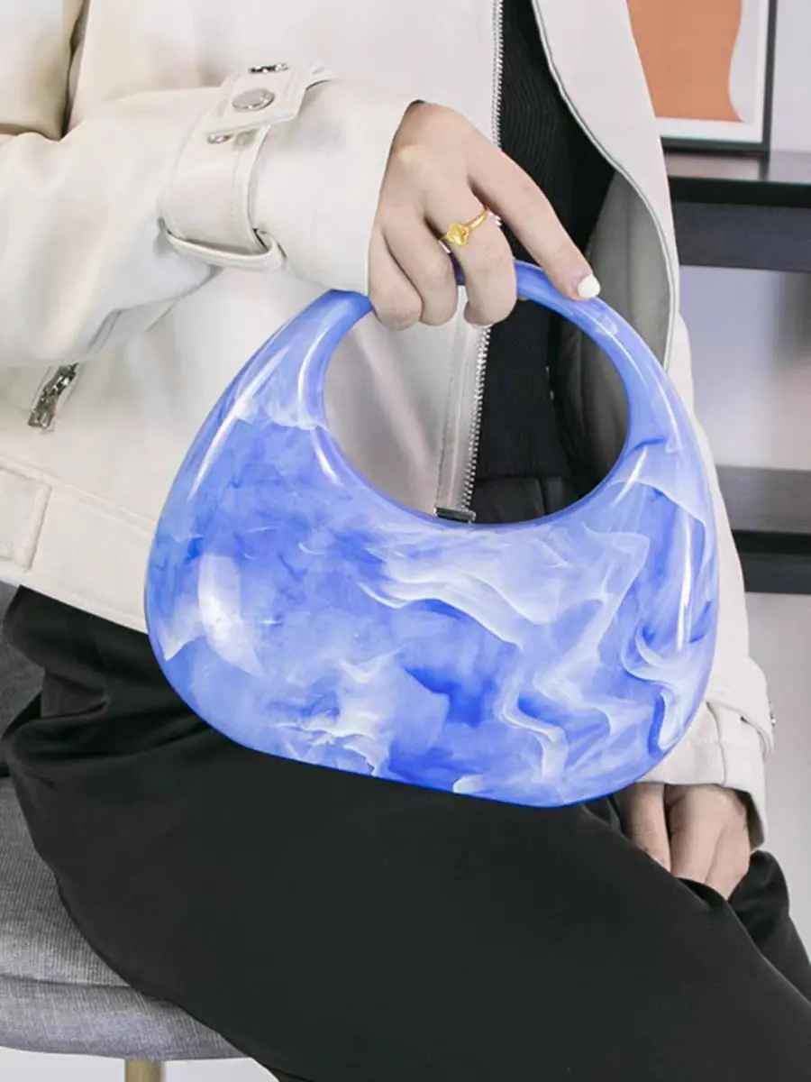 

Niche Design Acrylic Goose Egg Shell Box Bag Fashionable Simple Handbag Popular Versatile Handbag Mobile Phone Bag Banquet Bag