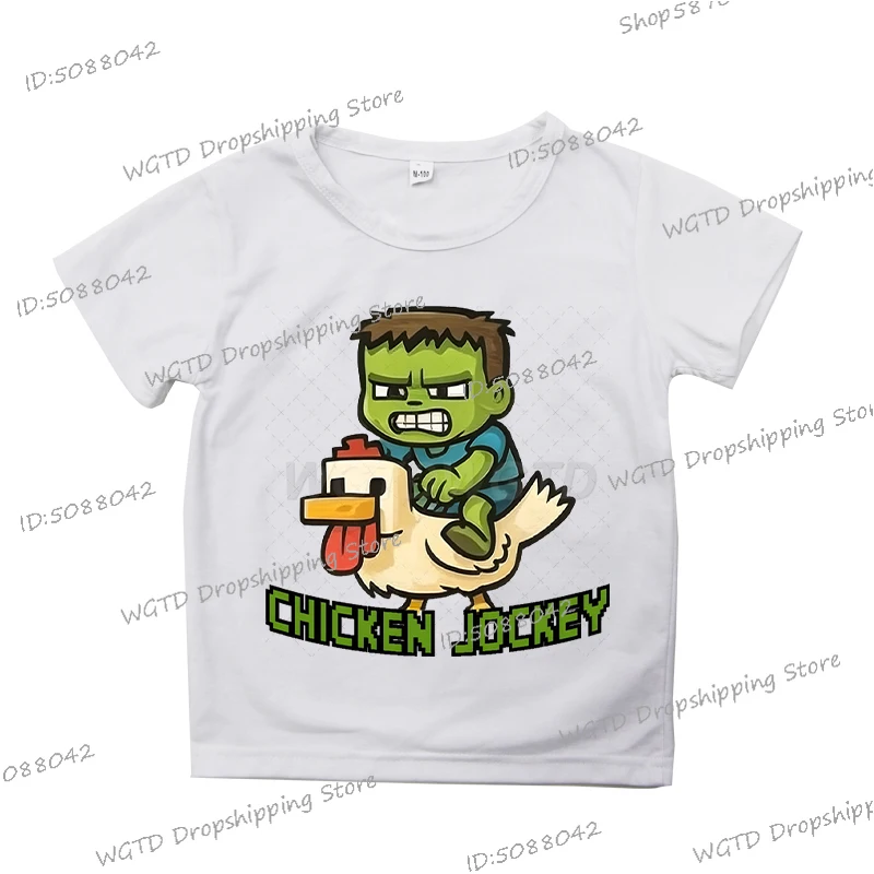 Chicken Jockey Print T Shirt Boys Girls Anime Cartoon Clothes Funny Game Chicken - Picture 19 of 21