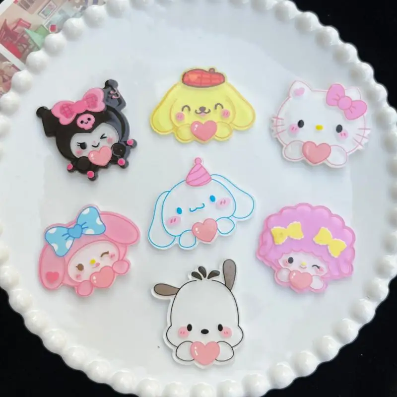 

10PCS Kawaii Cartoon Sanrio Kuromi Cinnamoroll Mymelody Anime Love Acrylic Accessories Creative Diy Girl Patch Pendant Toy Gift