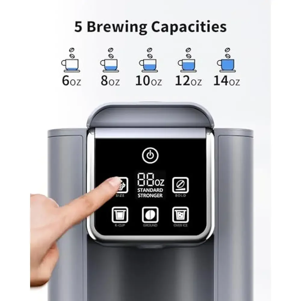 Single Serve Coffee Maker with Bold Setting Hot & Iced Coffee Brewer K Cup and Grounds Compatible 6-14 Oz Sizes 50 Oz Removable 3