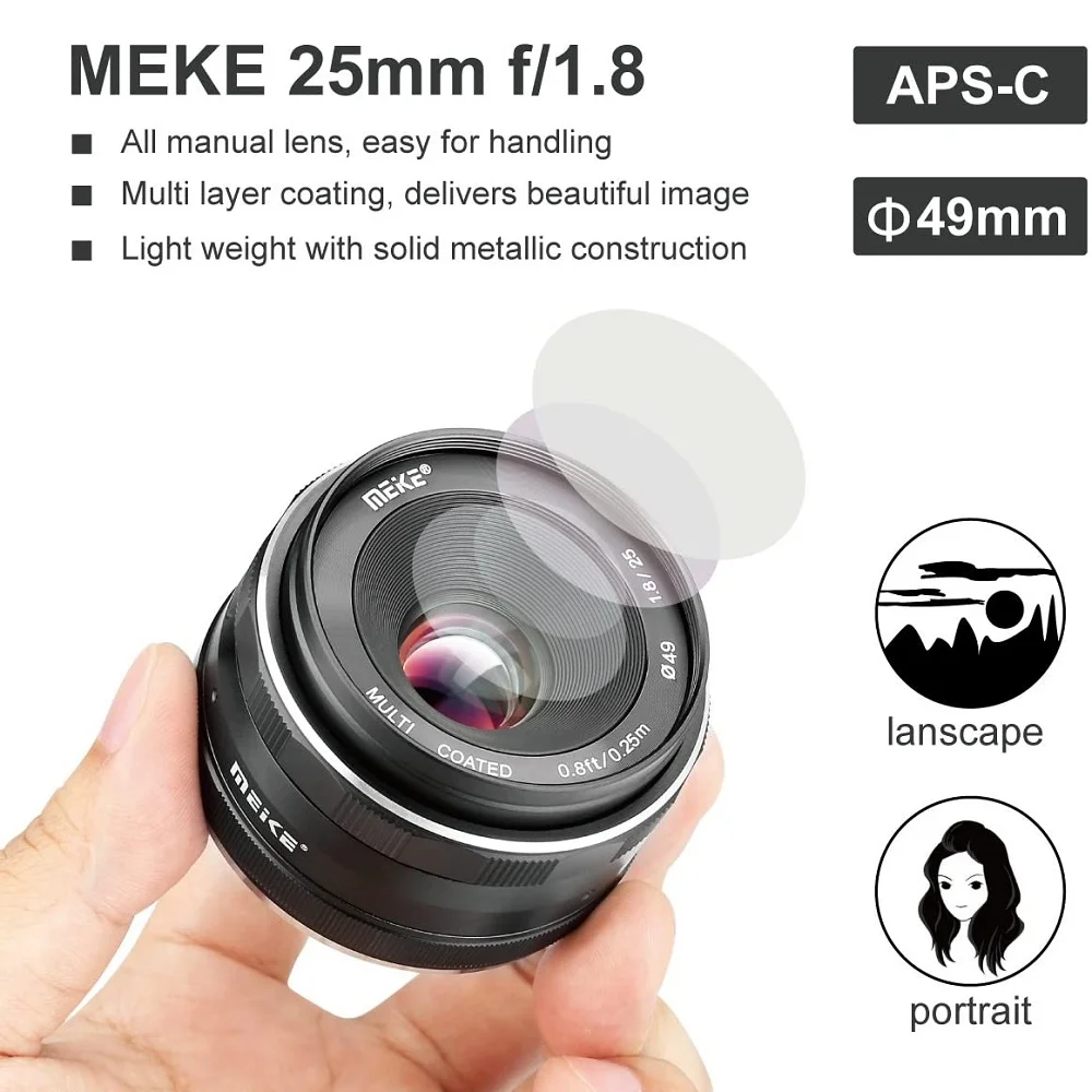 메이케 25mm f1.8 대구경 광각 수동 APS-C 렌즈  E 마운트 A6000 A6..