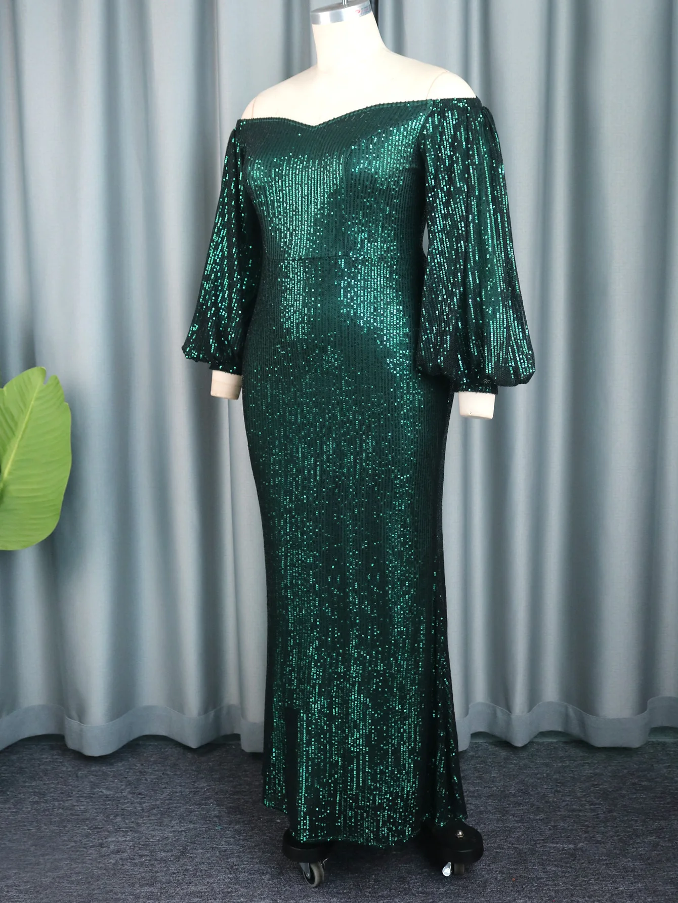 Plus Size Sequin Woman Dress Off Shoulder Chic Elegant Club Outfit Casual Lady Luxury Long Gown 2023 Summer Evening Party Dress