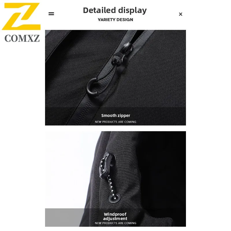 COMXZ Men Graphene Winter Jacket Windproof Waterproof Mountaineering Coat Outdoor Work Parka Detachable Hood Multi-Pocket Design