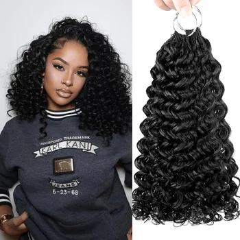 Deep Curly Feather Crochet Hair Pre-Separated Knotless Braids Deep Wave Human Hair Extensions for Dreadlocks & Braided Styles 1