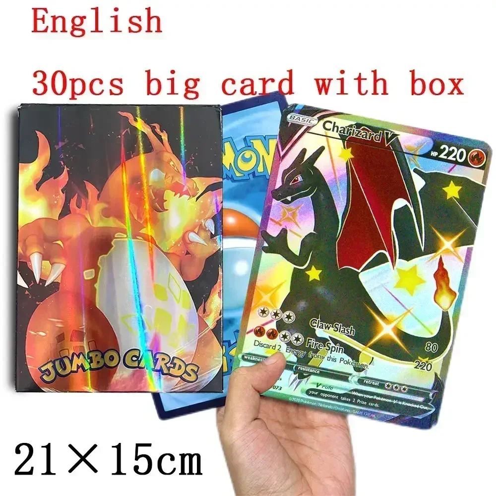 thumbnail image 1 of 21*15cm Big Rainbow Cards Vstar Pack Oversized Jumbo Letters Spanish German French Vmax GX Arceus Charizard Rare Card, 1 of 5