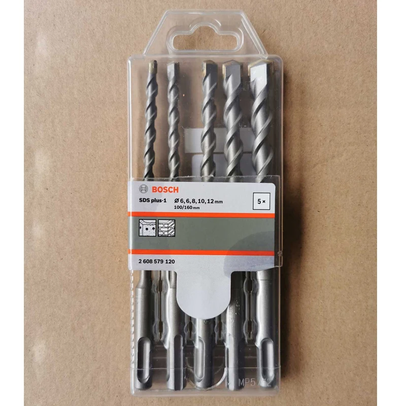 BOSCH SDS plus Multi Functional Drill Bits 5PCS For Concrete/Masonry Round Shank 4 Pits Power Tool Accessories