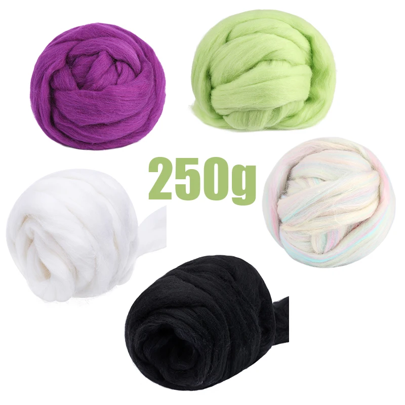 Needle Felting Wool For Needle Felting Kit Blended Roving 250g Hand Dyed Wool Top Merino Mixed Natural