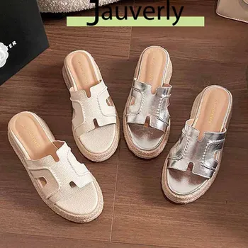 Sandali e pantofole alla moda con una sola parola Abbigliamento esterno da donna 2025 Nuovi sandali Scarpe con plateau con suola spessa maggiorate da 6 cm 1