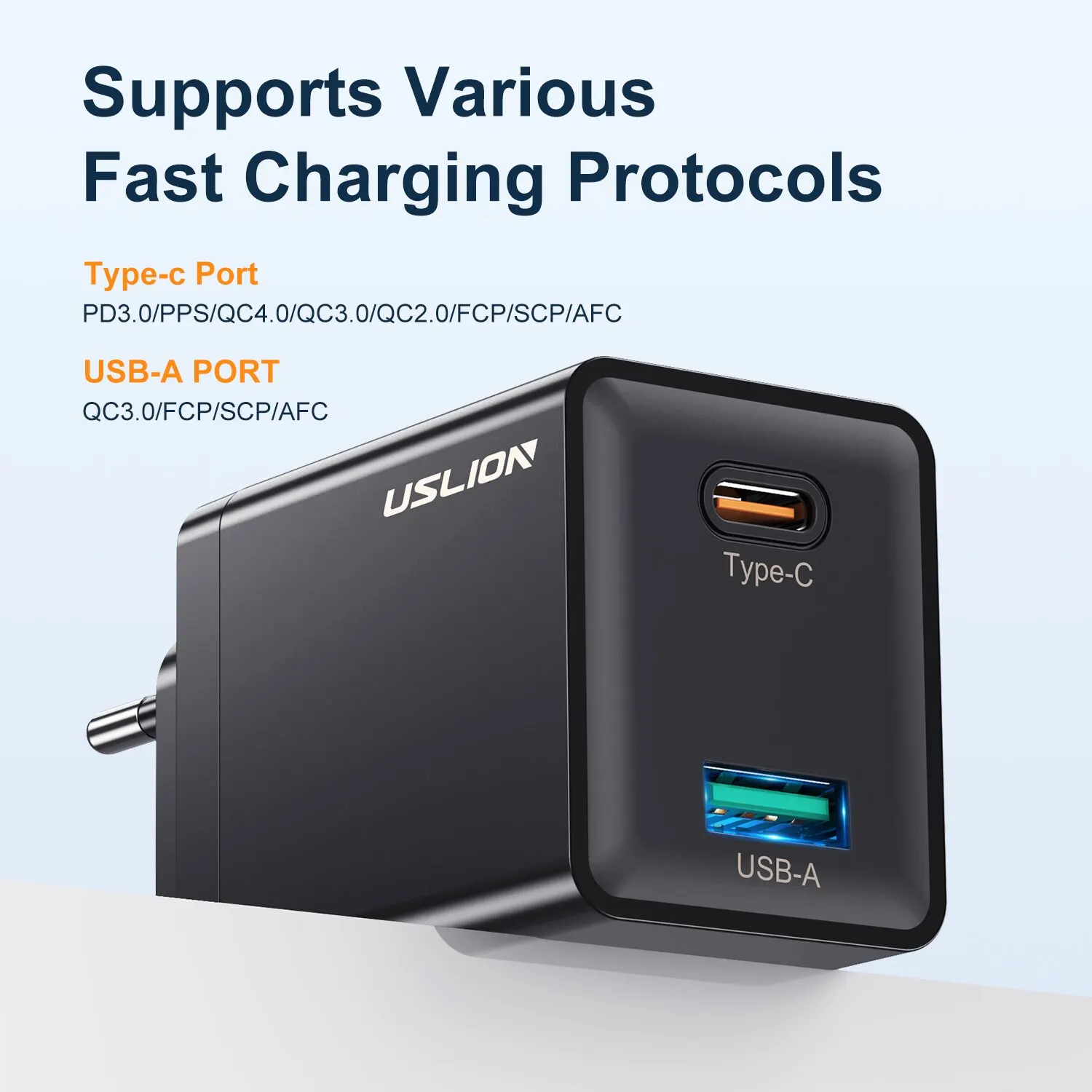 USLION 33W GaN Charger Quick Charge 4.0 3.0 Type C PD USB Charger for Macbook Tablet Fast Charging for iPhone 14 Xiaomi Travel
