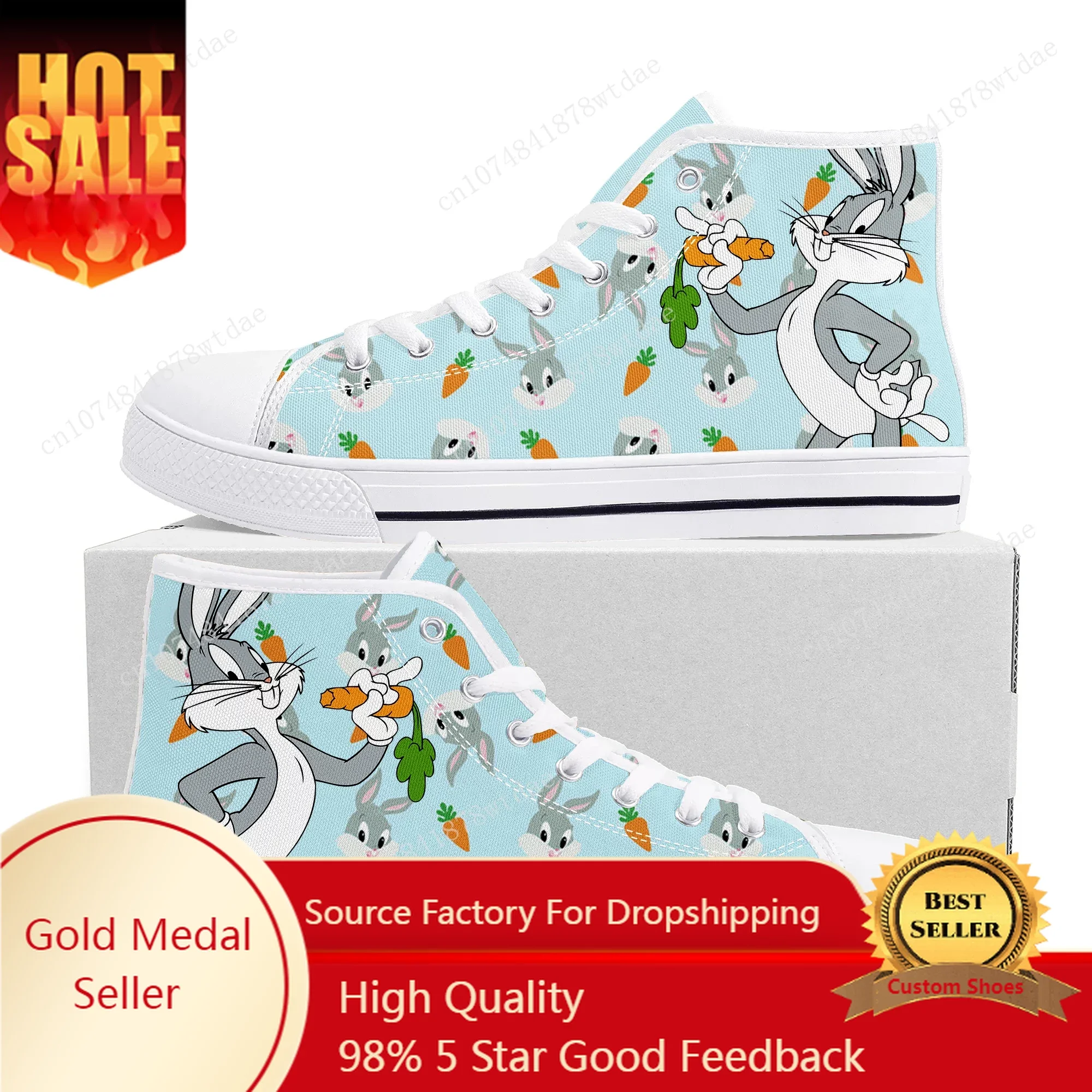 

B-Bugs High Top Sneakers Mens Womens Teenager B-Bunny High Quality Canvas Sneaker Classic Cartoon Manga Couple Customized Shoes