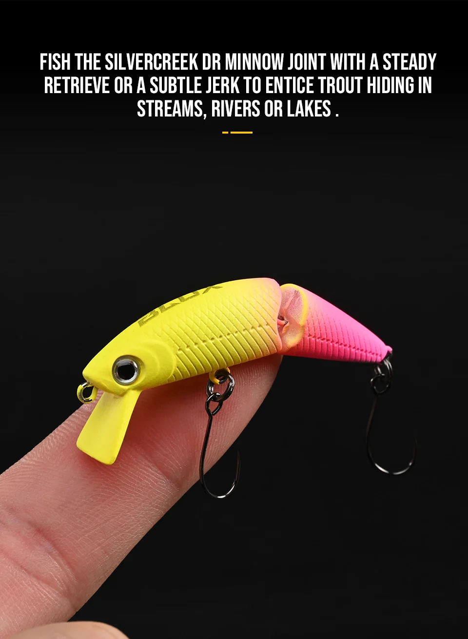 BLUX DR. Minnow Joint Swimbait 50 mm 3 g sinkender Wobbler Einzelhaken Angelköder künstlicher harter Köder für Hechtbarschforelle – Detail 7