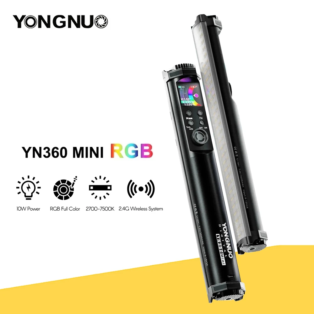 Мини-флешка YONGNUO YN360, 2700K-7500K RGB, полноцветная заполняющая фотографию, портативная светодиодная RGB-лампа