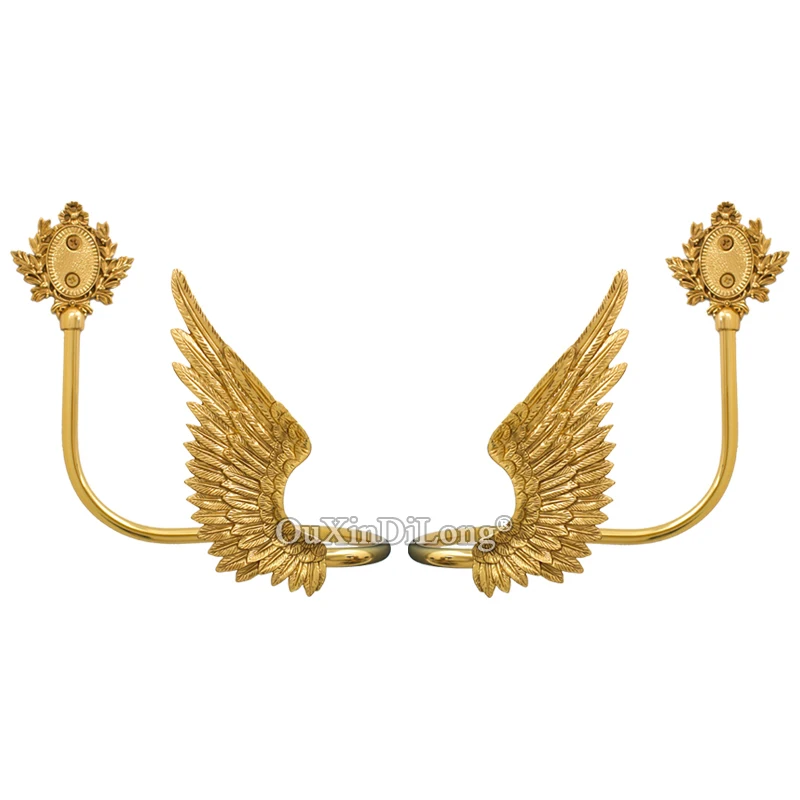 

Новинка, 1 пара, европейские занавески с крыльями ангела из чистой латуни, настенные крючки с завязкой, вешалка, украшения для окна