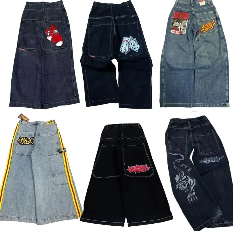 Jean Vintage Y2K Brodé Motif Sakura Noir - Taille L, Parfait état Rare