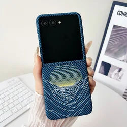 Ultra-dünne Carbonfaser-Muster Mond Flip-Handyhülle - Stoßfestes schützendes Hartschalencover