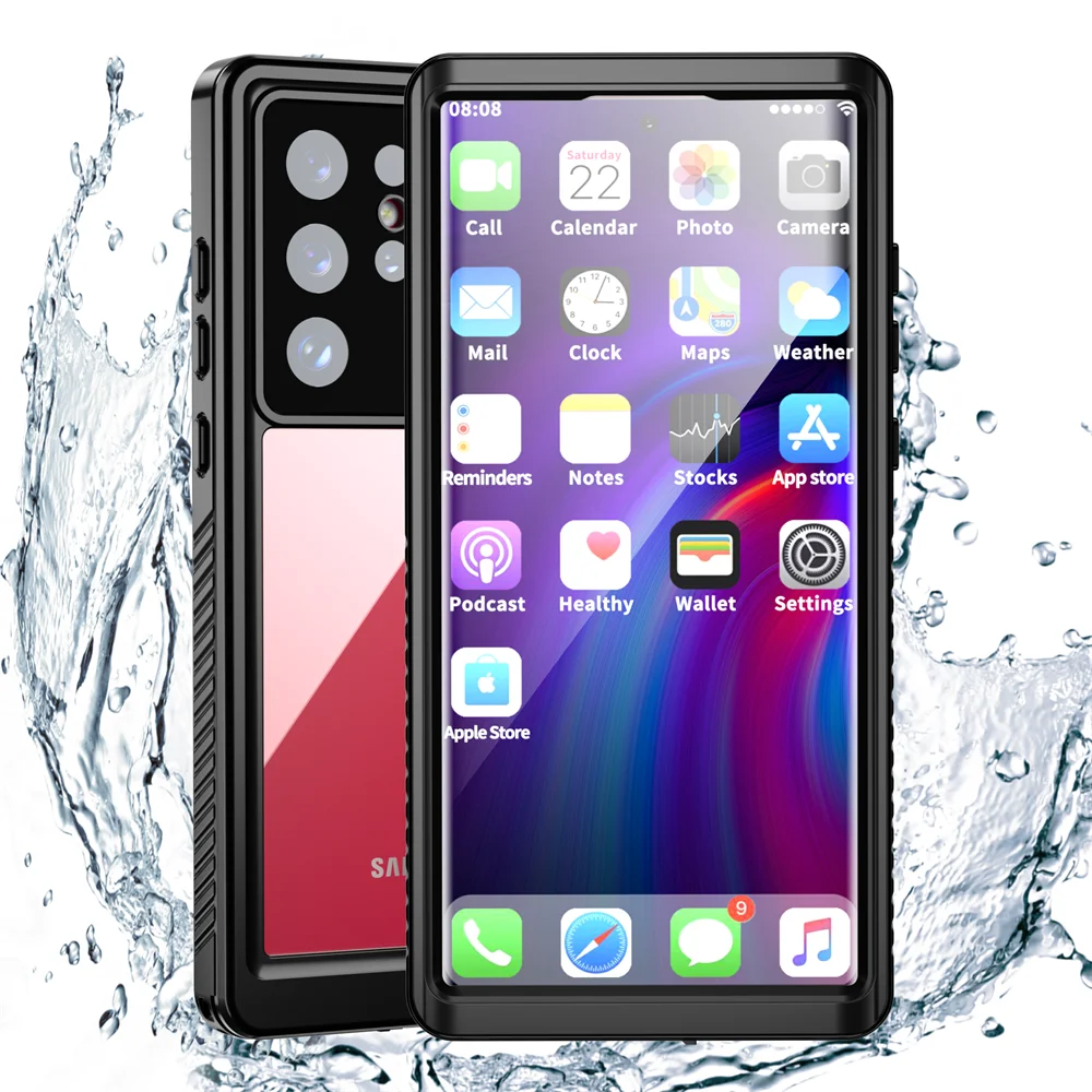 

Чехол Shellbox IP68 Водонепроницаемый для Galaxy/S8/S9/S10/S20/S21/FE/S22/S23 +/S23/Note 20 Ультра противоударный сверхпрочный чехол для дайвинга Funda