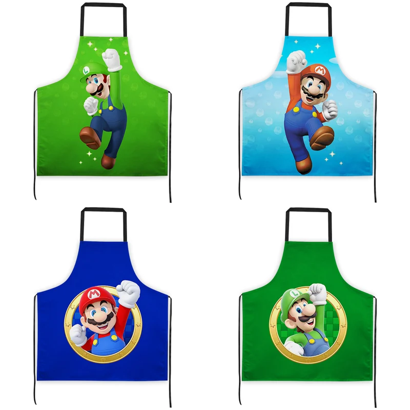 Cartoon Game Super Mario Brothers Print Children Adult Cooking Kitchen Household Cleaning Supplies Chef Baking Female Apron