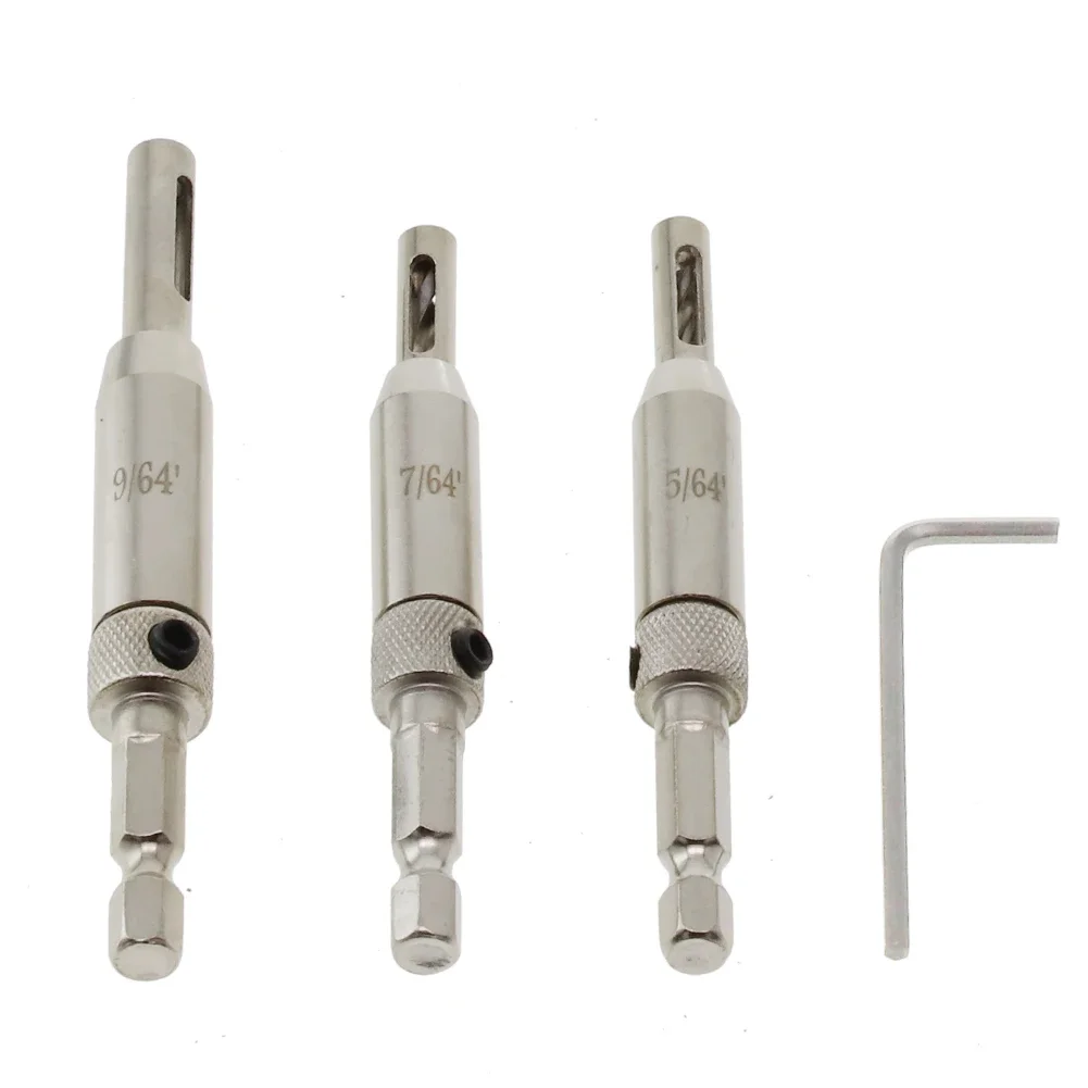 

Tool Hinge Drill Bit +Hex Wrench 3pcs Tools Accessories HSS Hex Groove High-speed Steel Hinge Drill Bits Parts