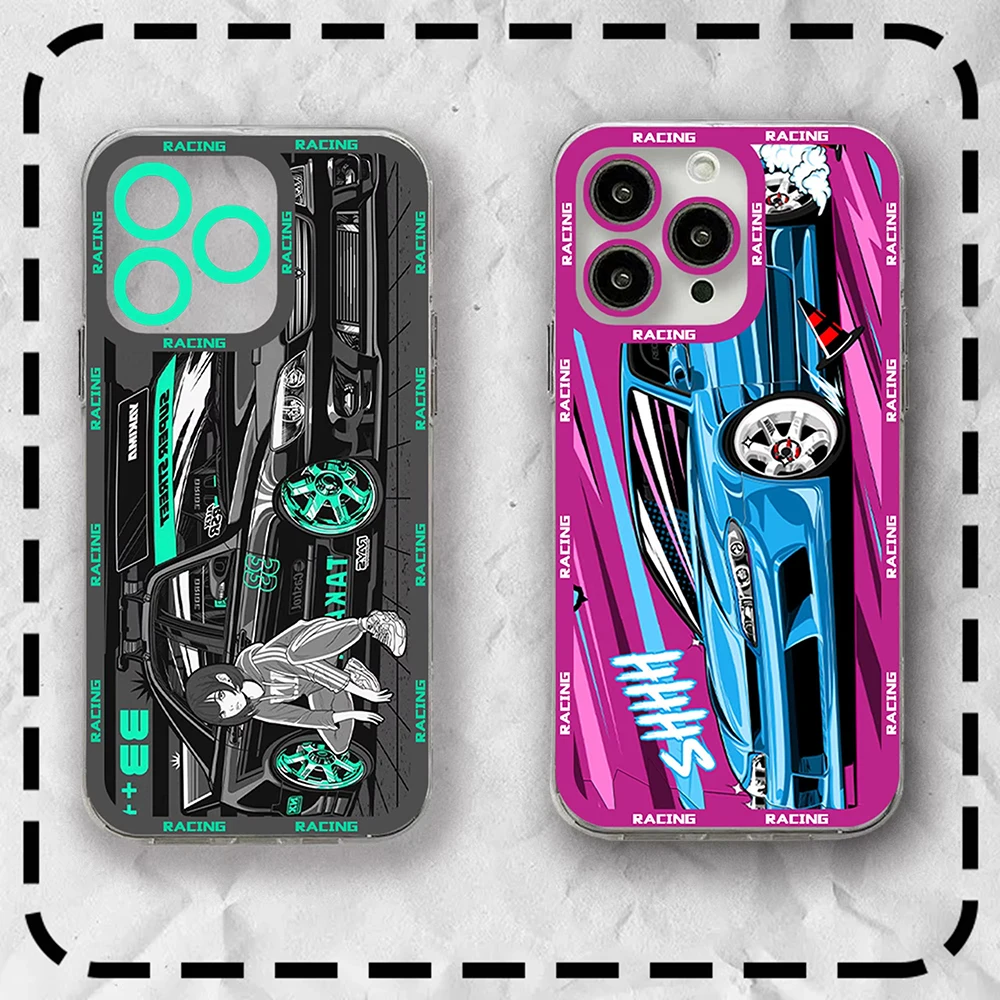 Tokyo JDM Drift Sports Car Transparent TPU Phone Case
