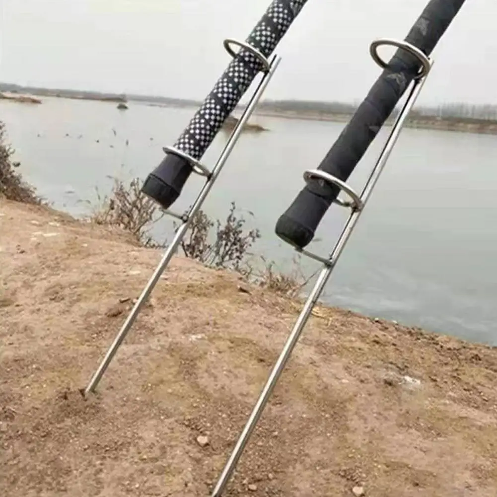 Portable Fishing Rod Holder Support Stainless Steel Ground Spike Rod Rest Stand Bank Fishing Ground Holder Tackle 30/40/50cm