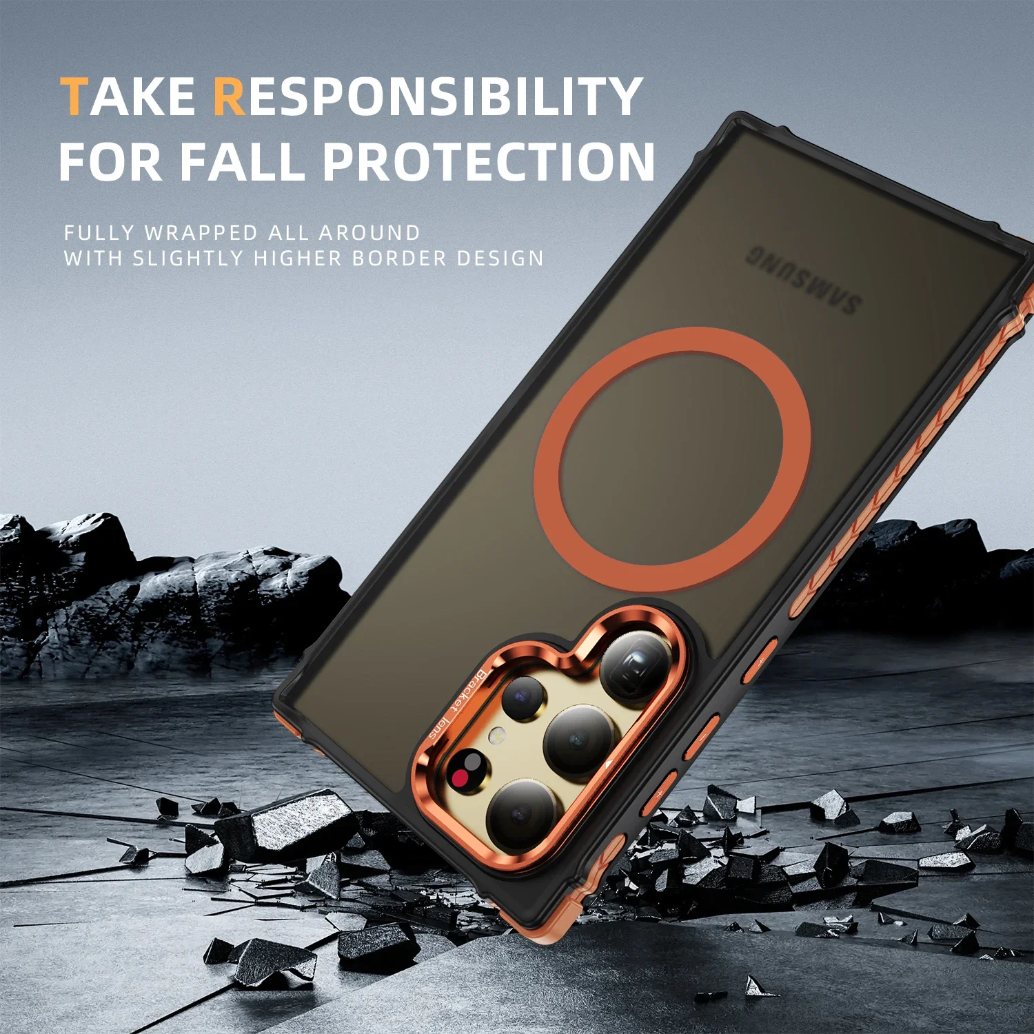 Magnetic Metal Lens Bracket Matte Finish Case with Skin Feel