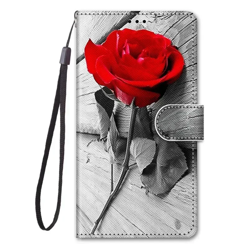 Cat Animal Painted Wallet Book Stand Phone Case