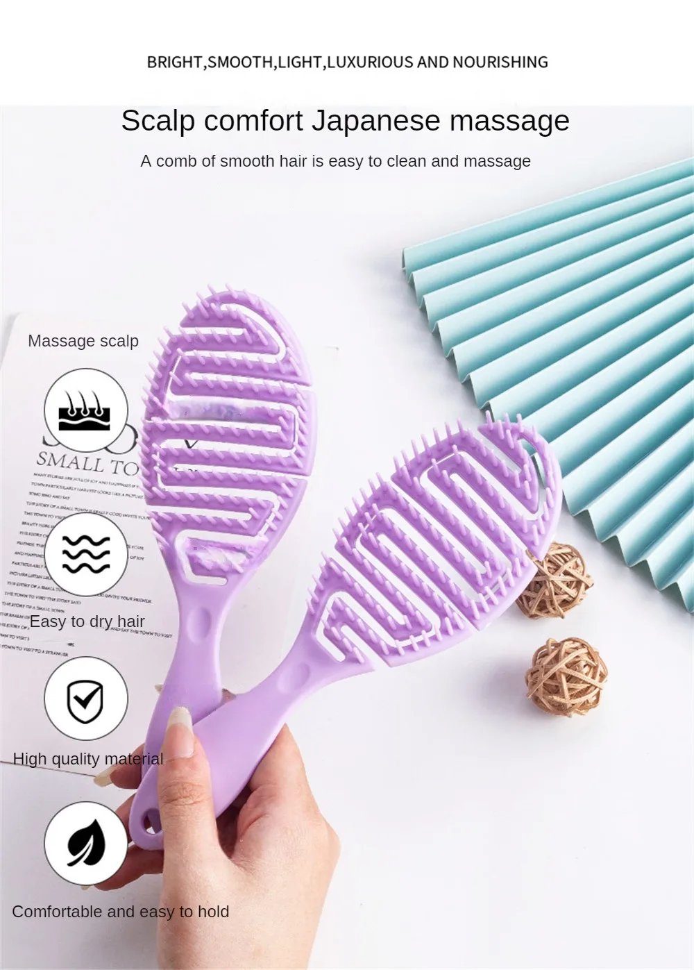 Description Picture 3 of itemRelaxing Elastic Massage Comb Portable Hair Brush Massage Brush Brushes Head Combs Scalp Massage Brush Wet And Wavy Bundl