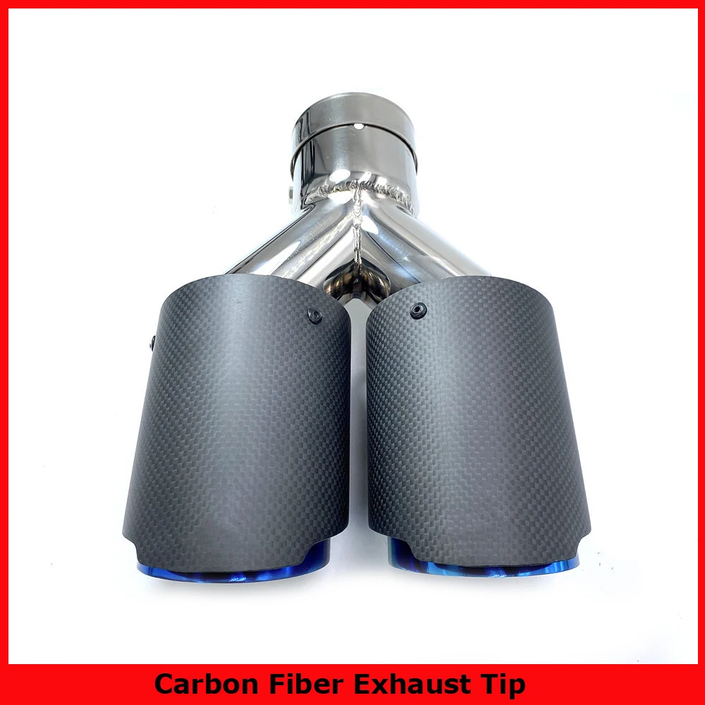 

1 Piece Carbon Fiber Exhaust Tips Blue With Steel Universal Automobile Exhaust Pipe For Ak Cars Muffler Accessories Modification