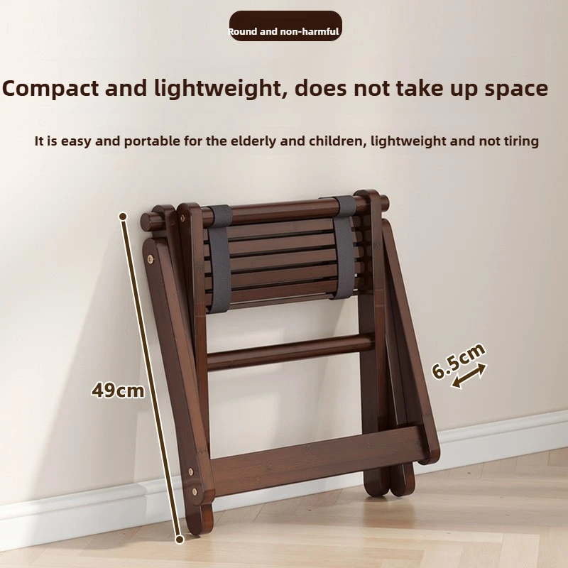 Folding Small Stool Portable Adult Bamboo Thickened Special Mazar Bathroom for The Elderly Travel Ultra-light Children Bench