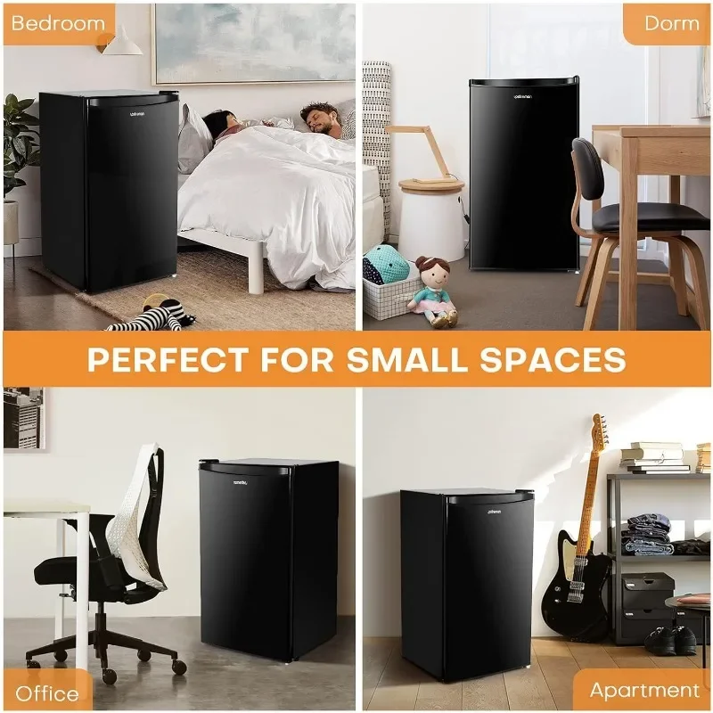 Upstreman 3.2 Cu.Ft Mini Fridge with Freezer, Single Door, Adjustable Thermostat, Refrigerator for Dorm, Office, Bedroom 6 Upstreman 3.2 Cu.Ft Mini Fridge with Freezer, Single Door, Adjustable Thermostat, Refrigerator for Dorm, Office, Bedroom 6