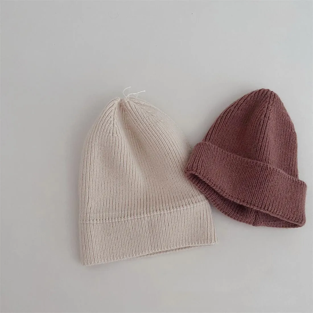 Autumn Winter Knitsuit Boy Girl Children Candy Color Solid Casual Knitted Hat Baby Warm Soft Cotton Cap Kid Fashion Kniting Caps 3