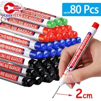 4-80Pcs 2cm Waterproof Long Head Markers Deep Hole Marker Pen for Metal Carpenter Red/Black/Blue/Green Ink Woodworking Tools 1