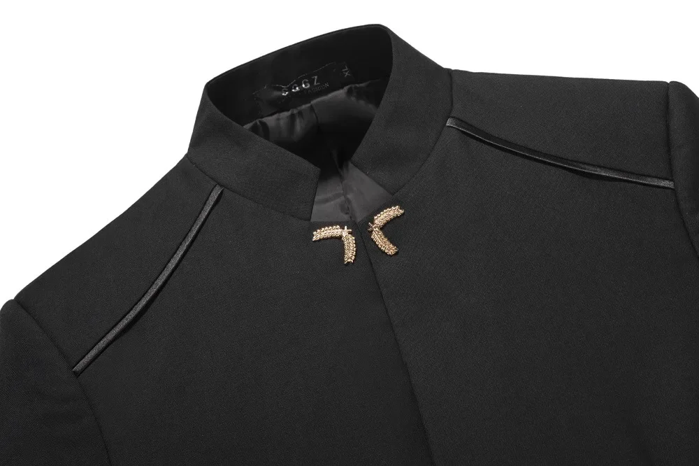 new youth Zhongshan performance Chinese standing collar slim-fit men\'s western dress wedding Tang suit traje formal para hombre