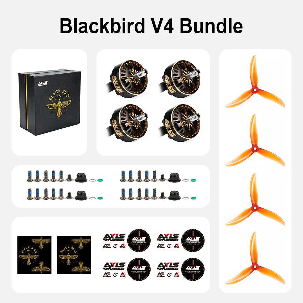 Бесщеточный двигатель Axisflying BlackBird V4 2307 совместного бренда для 5-дюймовых деталей FPV Sbang Freestyle thumbnail 3