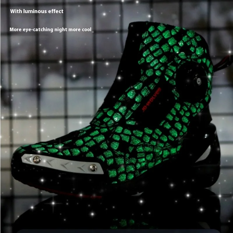 Motorcycle Shoes Motorcycle Boots New Motorcycle Boots Man Waterproof Studded Boots Hook And Loop Fasteners Wear-Resistant Anti-Slip Anti-Fall