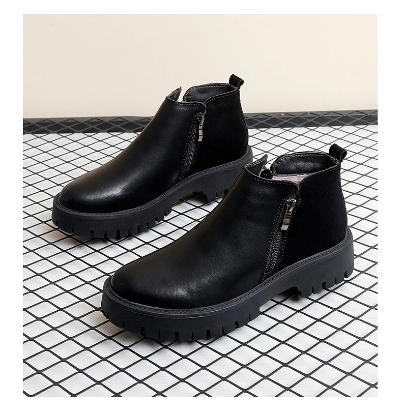 Modische Chelsea-Stiefel aus Rindsleder für Herren, warme Plüschfell-Winterstiefel für Herren, hoher Reißverschluss, 5 cm, Plateauschuhe, Stiefeletten im britischen Stil – Detail 18