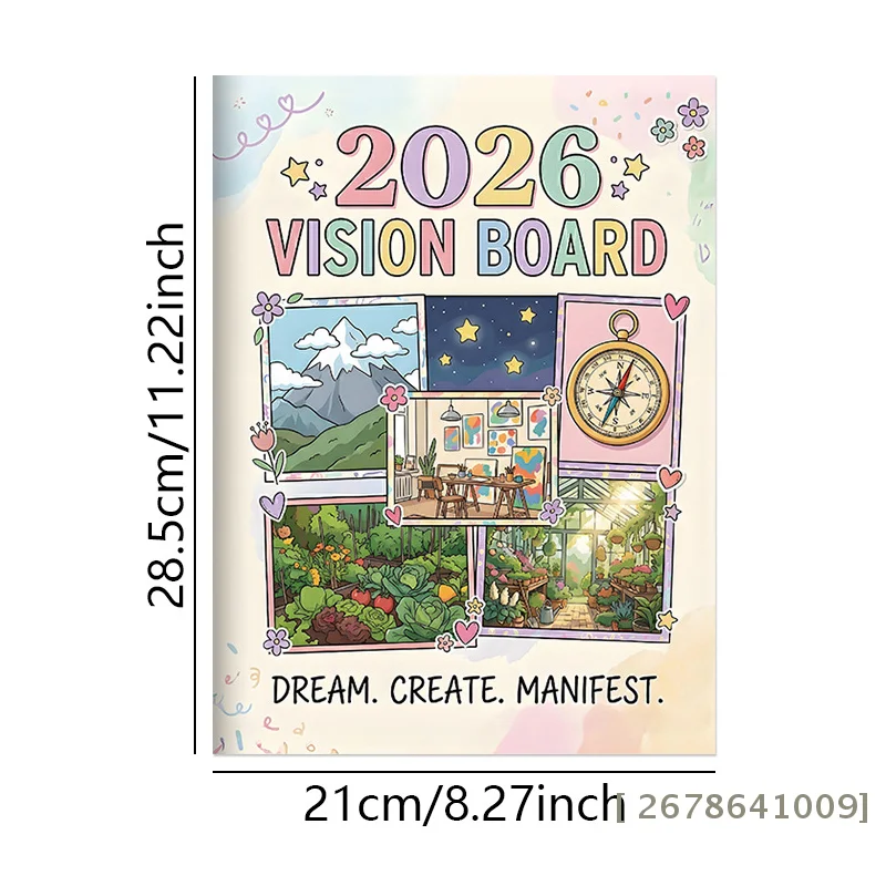 ♥ 2026 비전 보드 키트 - 꿈을 꾸고, 목표를 설정하고, 실현하는 데 도움이 되는 60페이지 가이드 플래너 | 〔YY33〕